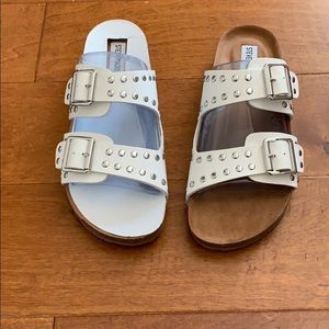 Studded white buckled sandal- size 8